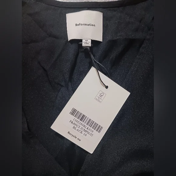 NWT Reformation France Black Jumpsuit Size 10 - Picture 9 of 10